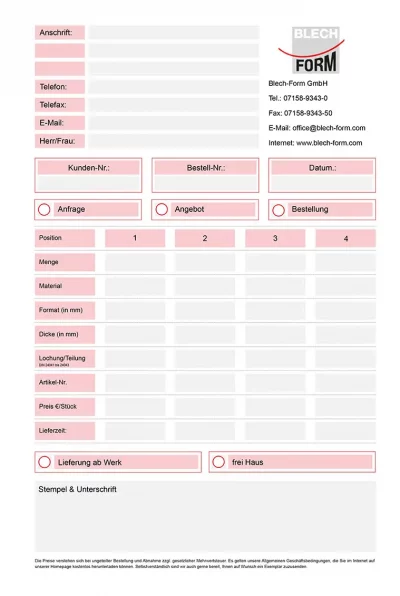 Blech Form Download Anfrage